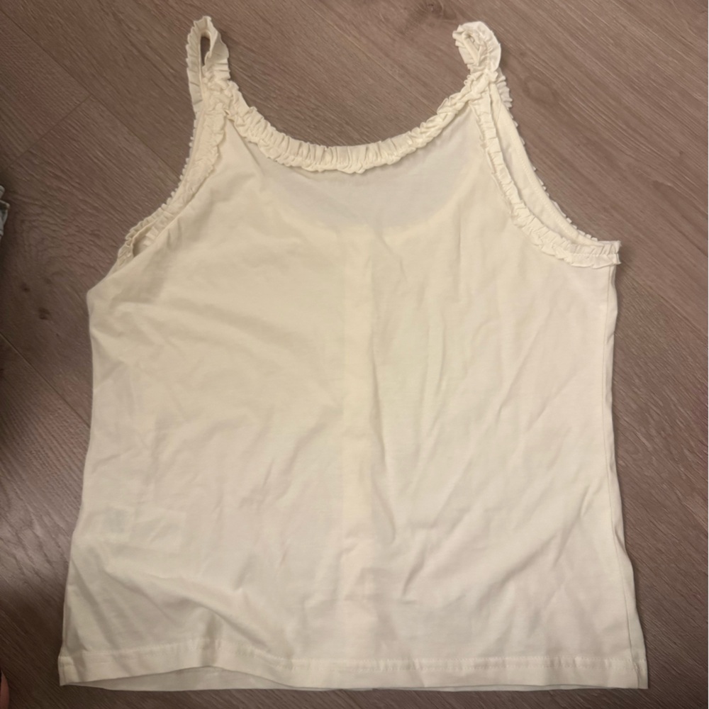 J. Crew Ivory Ruffle-Trim Top - Picture 3 of 4
